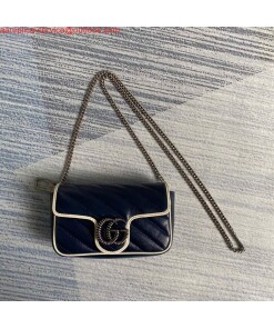 Replica Gucci GG Marmont super mini bag 574969 Navy Blue 2