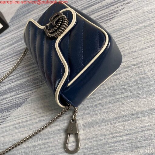 Replica Gucci GG Marmont super mini bag 574969 Navy Blue 3