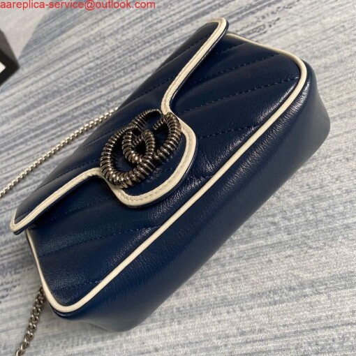 Replica Gucci GG Marmont super mini bag 574969 Navy Blue 4