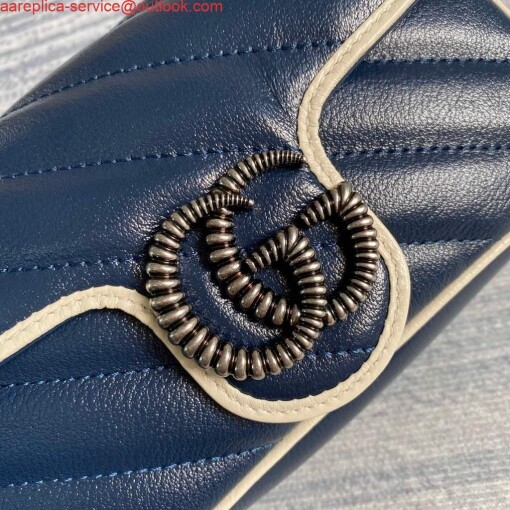 Replica Gucci GG Marmont super mini bag 574969 Navy Blue 5