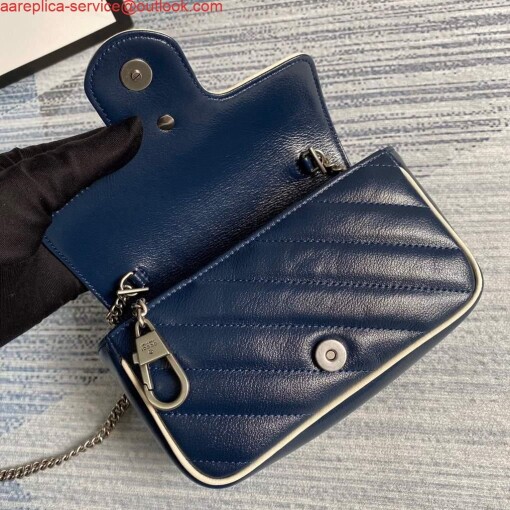 Replica Gucci GG Marmont super mini bag 574969 Navy Blue 6