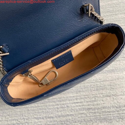 Replica Gucci GG Marmont super mini bag 574969 Navy Blue 8