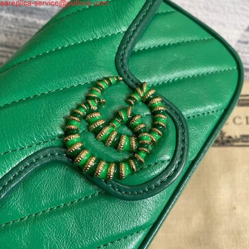Replica Gucci GG Marmont super mini bag 574969 Green 3