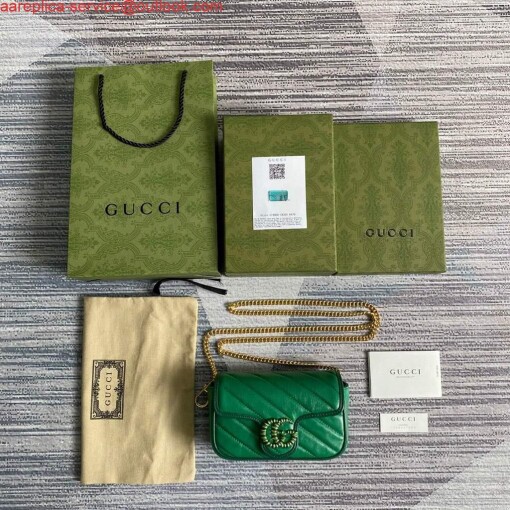 Replica Gucci GG Marmont super mini bag 574969 Green 8