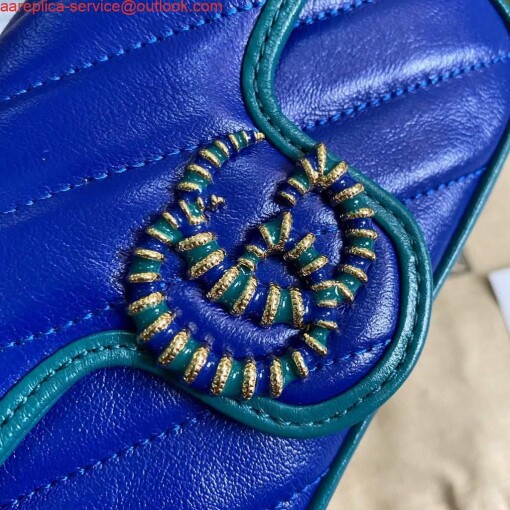 Replica Gucci GG Marmont super mini bag 574969 Blue 3