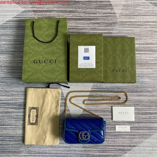 Replica Gucci GG Marmont super mini bag 574969 Blue 8