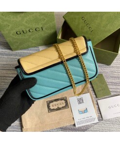 Replica Gucci GG Marmont mini bag 574969 Blue and Apricot