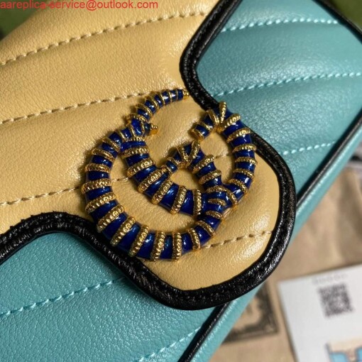 Replica Gucci GG Marmont mini bag 574969 Blue and Apricot 3