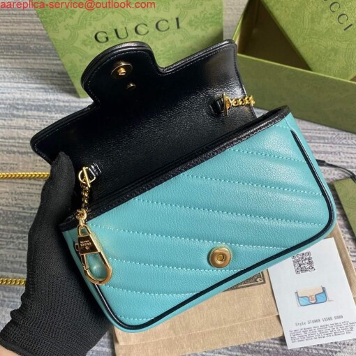 Replica Gucci GG Marmont mini bag 574969 Blue and Apricot 6
