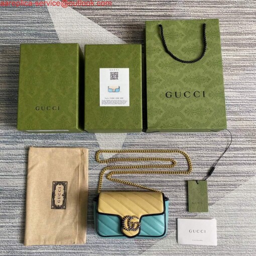 Replica Gucci GG Marmont mini bag 574969 Blue and Apricot 8