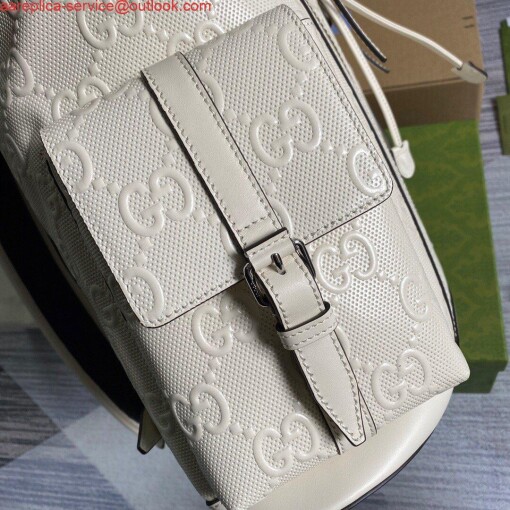 Replica Gucci 625770 GG Embossed Backpack White 3