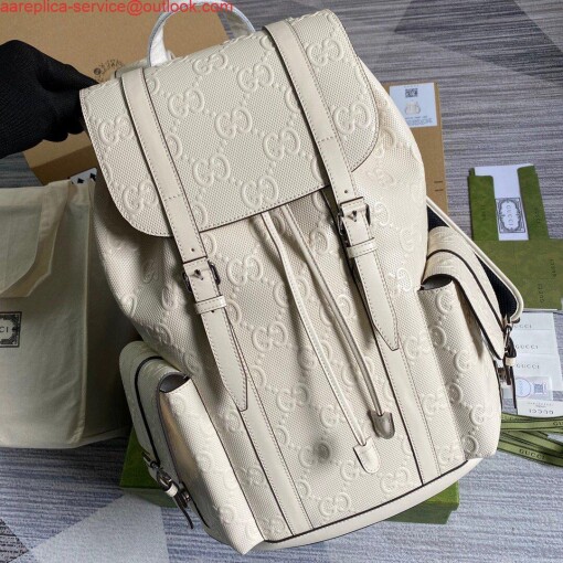 Replica Gucci 625770 GG Embossed Backpack White 4