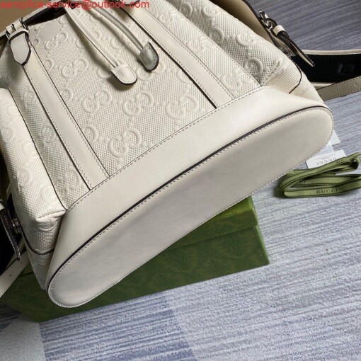 Replica Gucci 625770 GG Embossed Backpack White 6