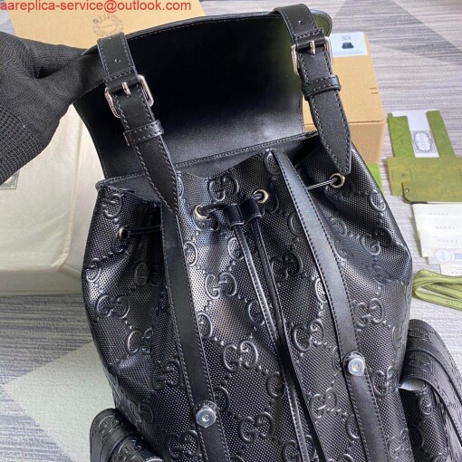 Replica Gucci 625770 GG Embossed Backpack Black 7