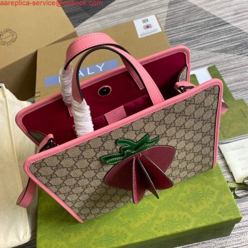 Replica Gucci 612992 GG Medium Ophidia Tote Shoulder Bag Pink 3