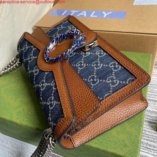 Replica Gucci 499623 Dionysus GG Denim Small Shoulder Bag Brown 2