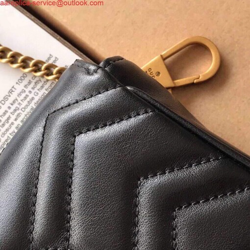 Replica Gucci 476433 GG Marmont Matelassé Leather Super Mini Bag Black 2