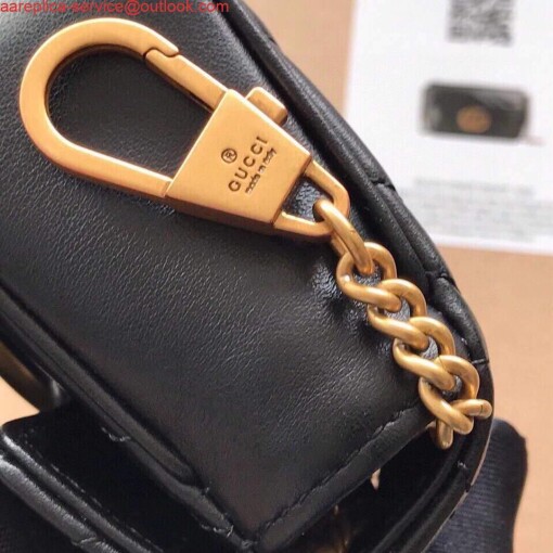 Replica Gucci 476433 GG Marmont Matelassé Leather Super Mini Bag Black 4