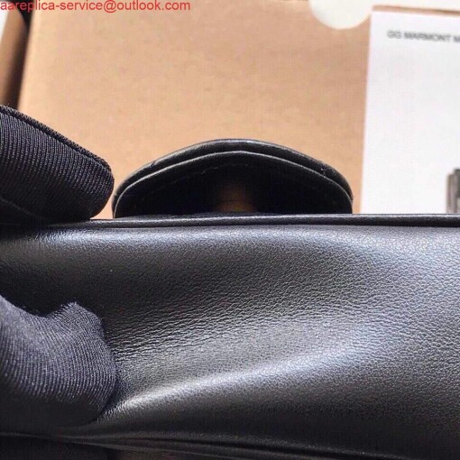 Replica Gucci 476433 GG Marmont Matelassé Leather Super Mini Bag Black 5