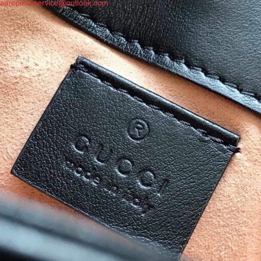 Replica Gucci 476433 GG Marmont Matelassé Leather Super Mini Bag Black 8