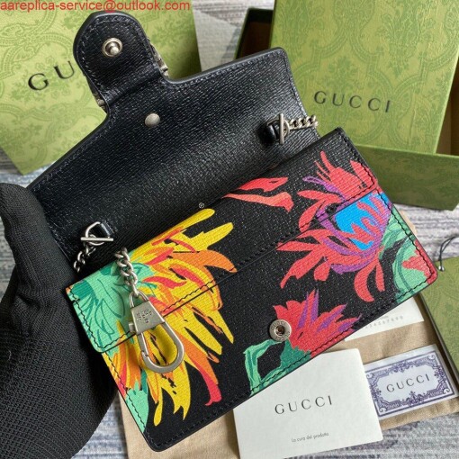 Replica Gucci 476432 Ken Scott Print Dionysus Super Mini Bag Black Leather 4
