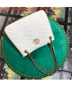 Replica Gucci 453569 GG Marmont Matelassé Shoulder Bag White 2