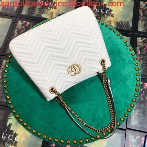 Replica Gucci 453569 GG Marmont Matelassé Shoulder Bag White 2