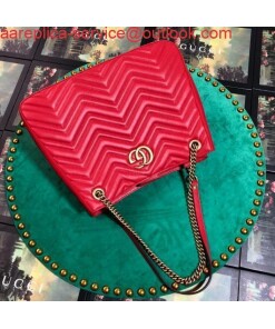 Replica Gucci 453569 GG Marmont Matelassé Shoulder Bag Red 2