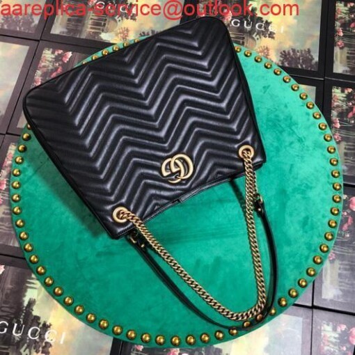 Replica Gucci 453569 GG Marmont Matelassé Shoulder Bag Black 2