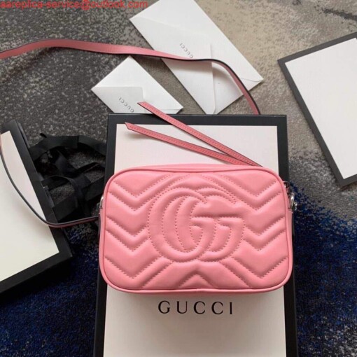 Replica Gucci 448065 GG Marmont Matelassé Mini Bag Pink 2