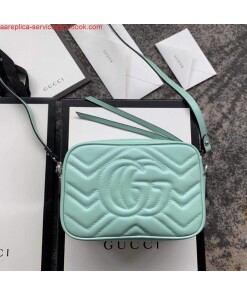 Replica Gucci 448065 GG Marmont Matelassé Mini Bag Light Green