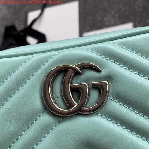 Replica Gucci 448065 GG Marmont Matelassé Mini Bag Light Green 5