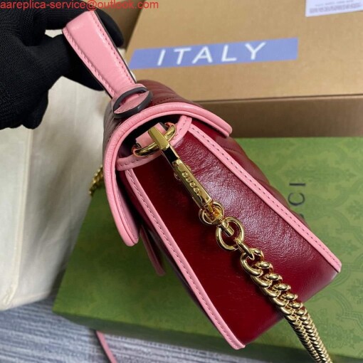 Replica Gucci 583571 GG Marmont Multicolour mini top handle bag Wine Red 2