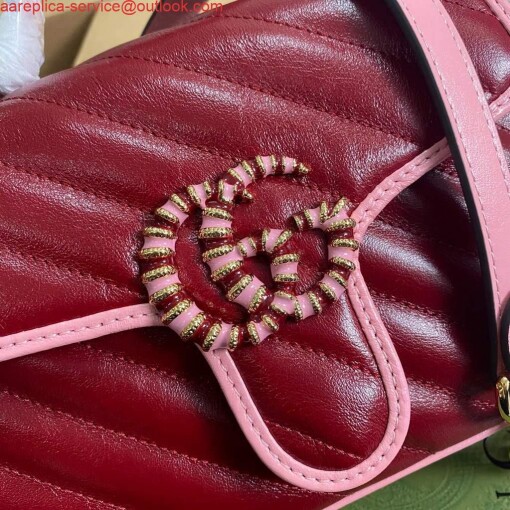 Replica Gucci 583571 GG Marmont Multicolour mini top handle bag Wine Red 4