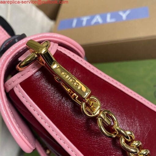 Replica Gucci 583571 GG Marmont Multicolour mini top handle bag Wine Red 6