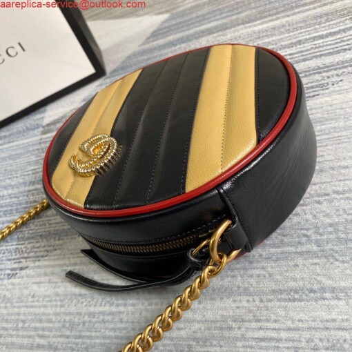 Replica Gucci 550154 GG Marmont Mini Round Shoulder Bag Black Yellow 4