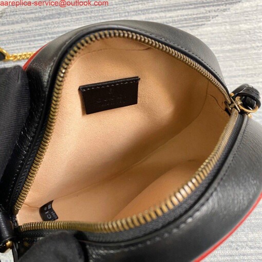 Replica Gucci 550154 GG Marmont Mini Round Shoulder Bag Black Yellow 7