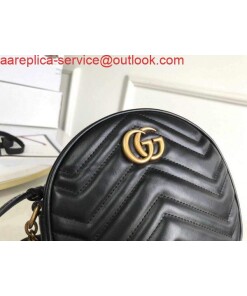 Replica Gucci 550154 GG Marmont Mini Round Shoulder Bag Black 2