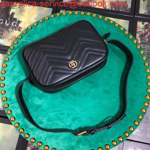 Replica Gucci 523380 GG Marmont Matelassé Belt Bag 448065 Black 2