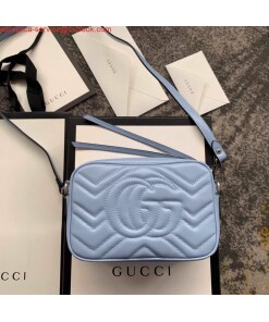 Replica Gucci 448065 GG Marmont Matelassé Mini Bag Blue