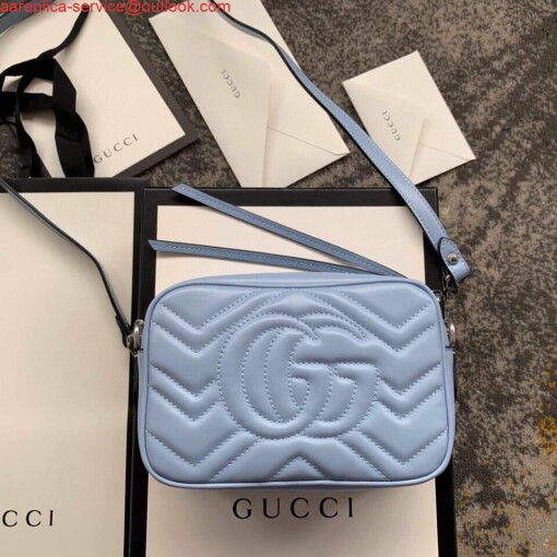 Replica Gucci 448065 GG Marmont Matelassé Mini Bag Blue