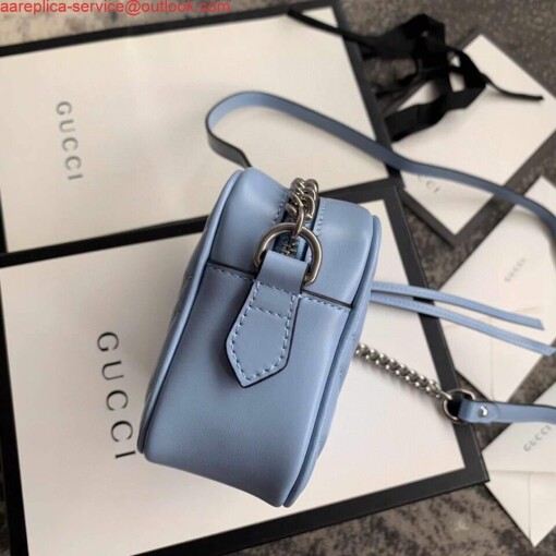 Replica Gucci 448065 GG Marmont Matelassé Mini Bag Blue 2