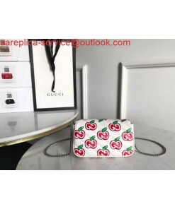 Replica Gucci 447633 GG Marmont Super Mini Shoulder Bag White and Red 2