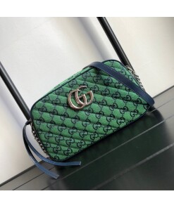 Replica Gucci 447632 GG Marmont Multicolour Small Shoulder Bag Green