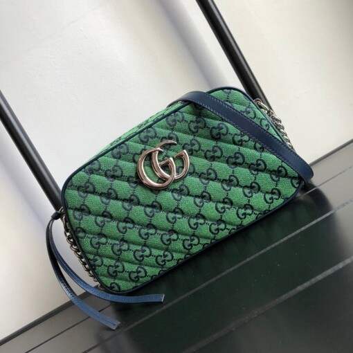 Replica Gucci 447632 GG Marmont Multicolour Small Shoulder Bag Green