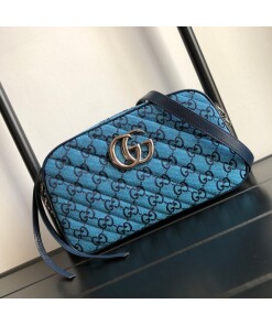 Replica Gucci 447632 GG Marmont Multicolour Small Shoulder Bag Blue