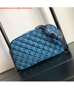 Replica Gucci 447632 GG Marmont Multicolour Small Shoulder Bag Blue 2