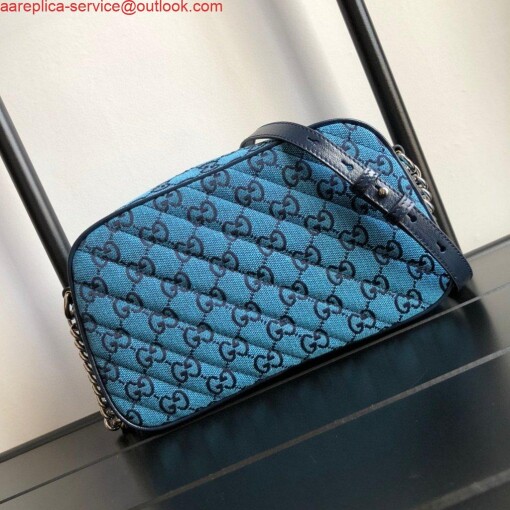 Replica Gucci 447632 GG Marmont Multicolour Small Shoulder Bag Blue 2