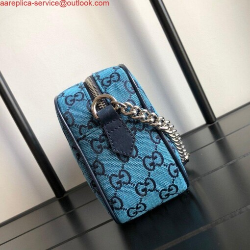 Replica Gucci 447632 GG Marmont Multicolour Small Shoulder Bag Blue 5