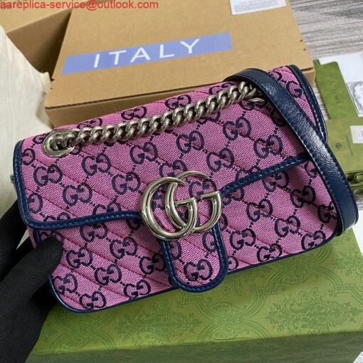 Replica Gucci 446744 GG Marmont Multicolor Mini Shoulder Bag Purple 5